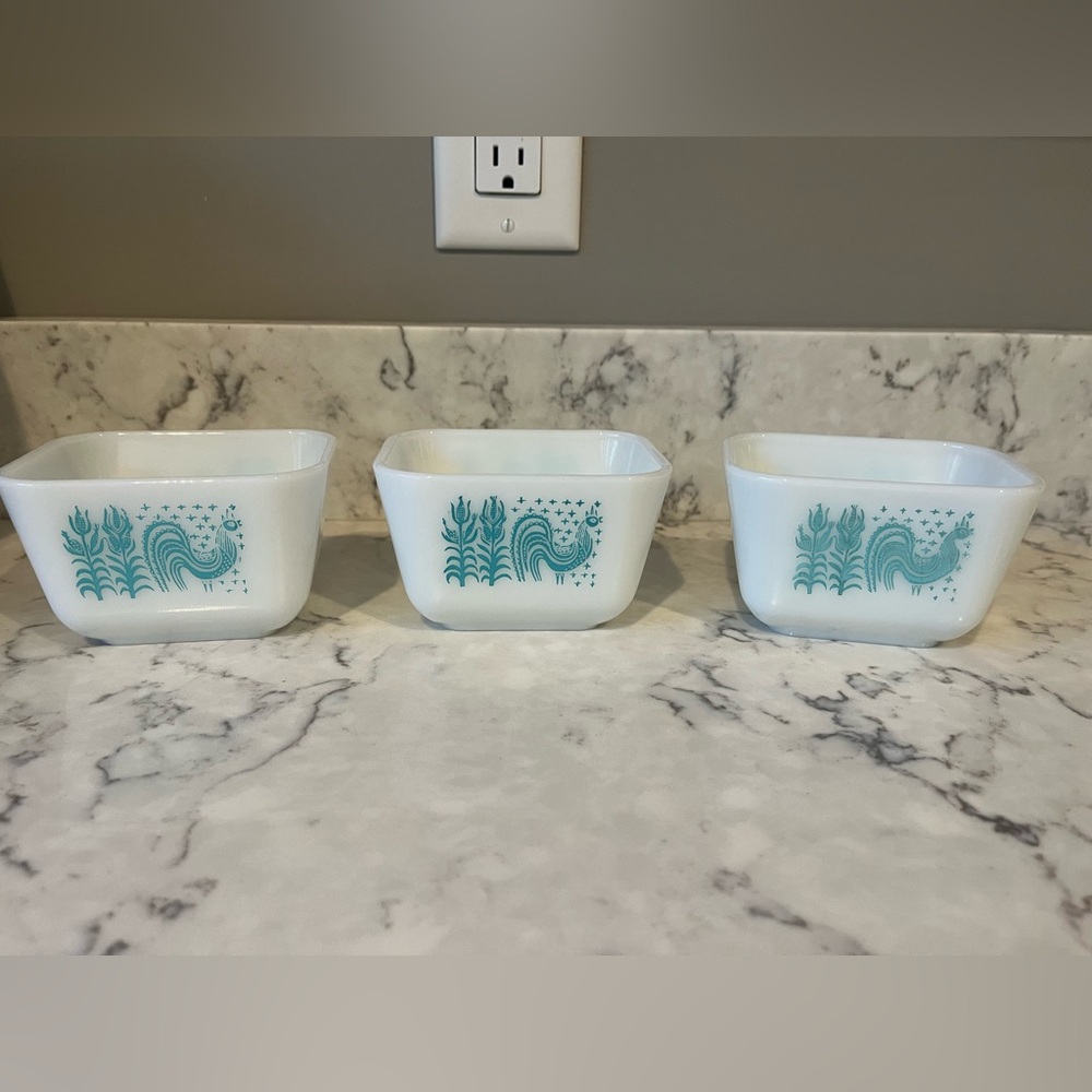 Set of 3 501 Vintage Pyrex Amish Butterprint Refrigerator Dishes